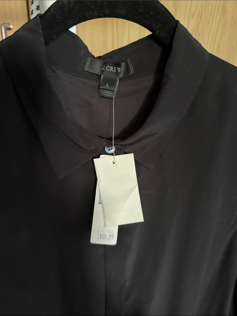 J. Crew 100% Silk Black Sleeveless Collared Tunic With Pockets